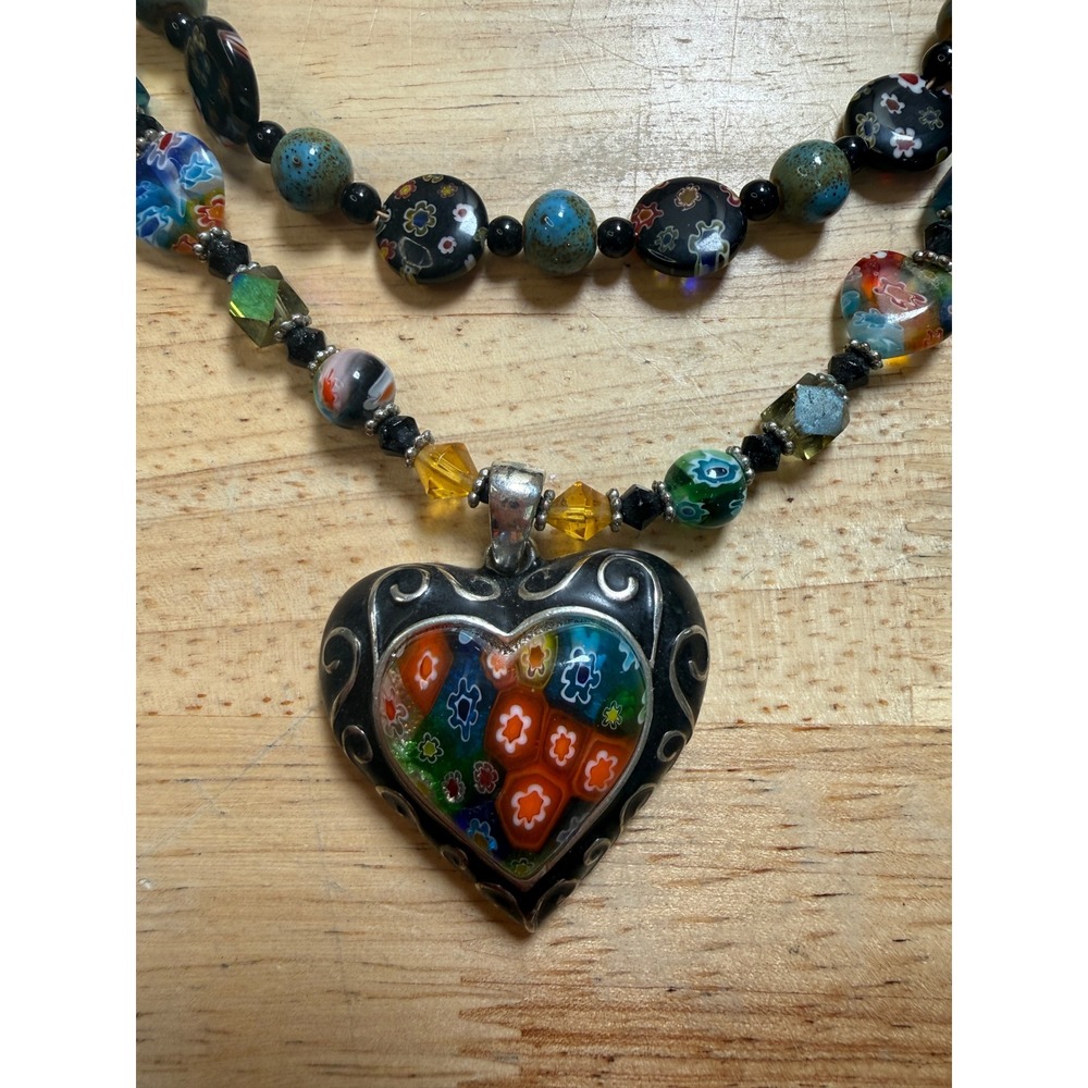 Millefiori Glass Beaded Necklaces Earrings Beaded Jewelry Set Y2K 90’s